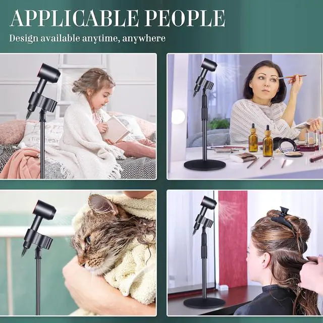 Alt view image 6 of 7 - Hair Dryer Stand Holder Hands Free 59in/150cm Height Adjustable Blower Stand with Upgraded Larger Clamp, 180 Degrees Rotatable Heavy Duty Blow Dryer Floor Stand Countertop Stand Holder