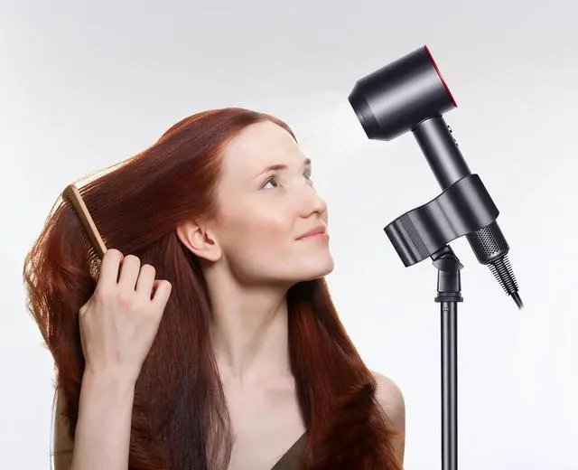 Alt view image 7 of 7 - Hair Dryer Stand Holder Hands Free 59in/150cm Height Adjustable Blower Stand with Upgraded Larger Clamp, 180 Degrees Rotatable Heavy Duty Blow Dryer Floor Stand Countertop Stand Holder