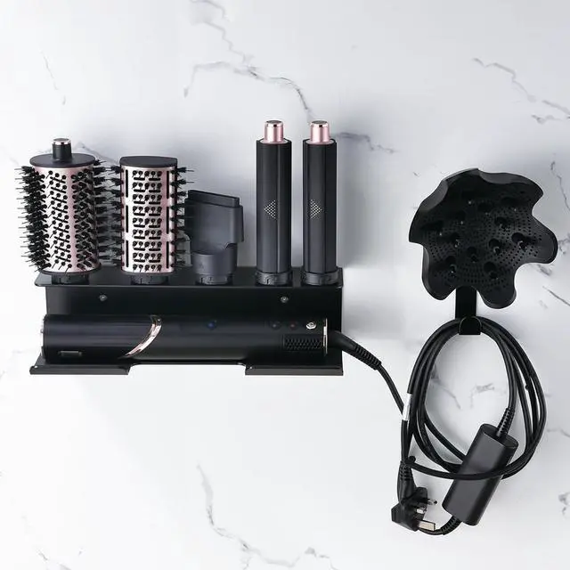 Main image of Wall Mount Holder Compatible with Shark FlexStyle, Wall Mounted Organizer for Storage Attachments, Rack with Cord Hanger for Accessories Curlers Brushes Diffuser