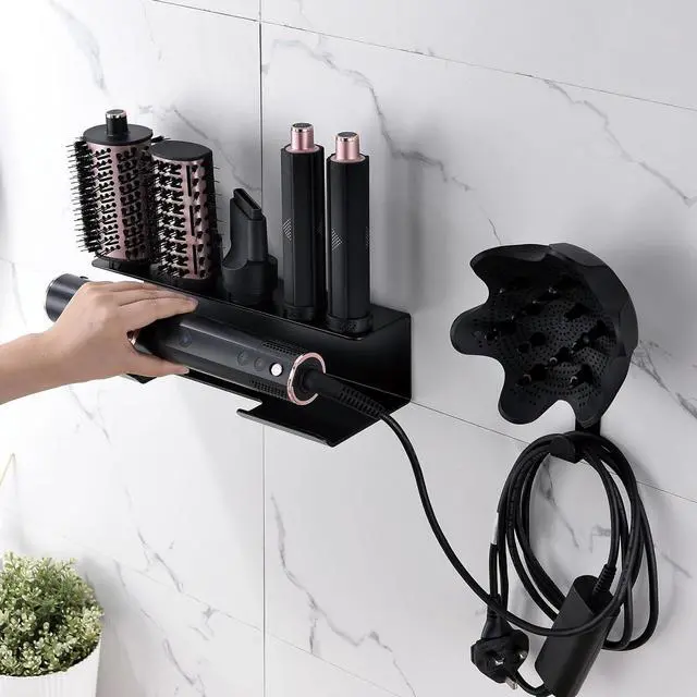 Alt view image 2 of 7 - Wall Mount Holder Compatible with Shark FlexStyle, Wall Mounted Organizer for Storage Attachments, Rack with Cord Hanger for Accessories Curlers Brushes Diffuser