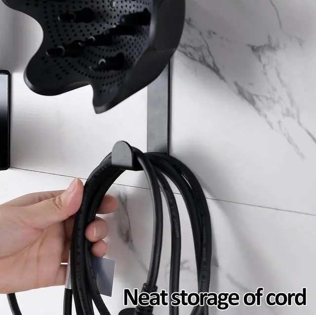Alt view image 5 of 7 - Wall Mount Holder Compatible with Shark FlexStyle, Wall Mounted Organizer for Storage Attachments, Rack with Cord Hanger for Accessories Curlers Brushes Diffuser