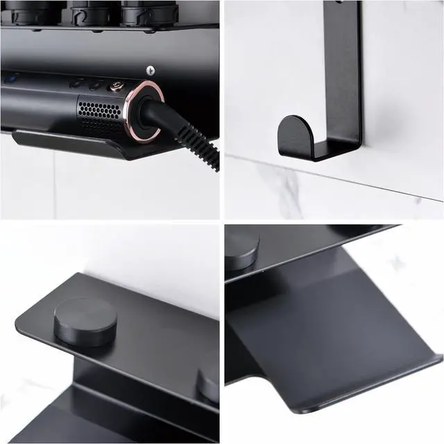 Alt view image 7 of 7 - Wall Mount Holder Compatible with Shark FlexStyle, Wall Mounted Organizer for Storage Attachments, Rack with Cord Hanger for Accessories Curlers Brushes Diffuser