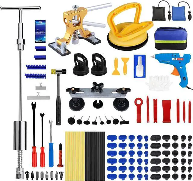 Main image of Dent Puller Hail Remover Kits,129pc Professional Car Paintless Dent Removal Tools,Slide Hammer 2 in 1 T-Bar, Adjustable Dent Lifter,Bridge Puller for Auto Body SUV Dings Damage DIY Removal