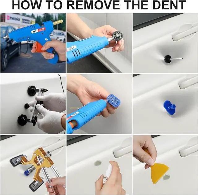 Alt view image 4 of 7 - Dent Puller Hail Remover Kits,129pc Professional Car Paintless Dent Removal Tools,Slide Hammer 2 in 1 T-Bar, Adjustable Dent Lifter,Bridge Puller for Auto Body SUV Dings Damage DIY Removal