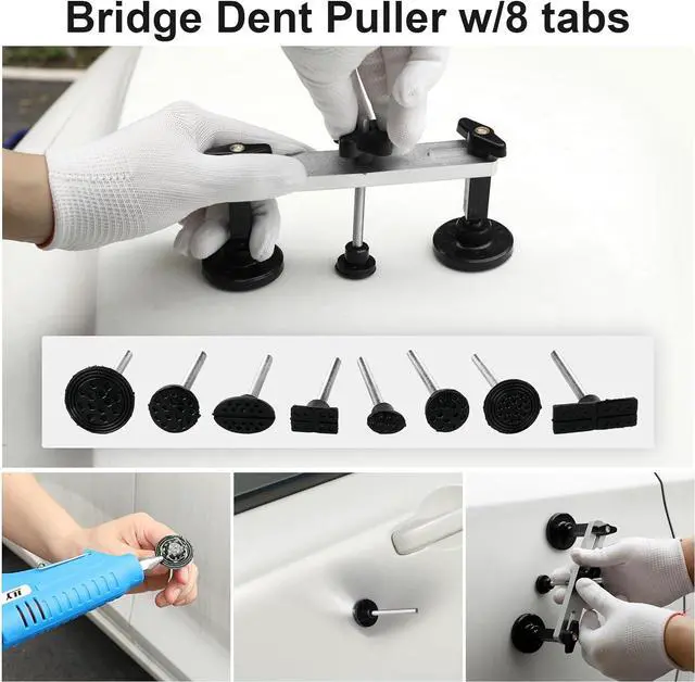 Alt view image 7 of 7 - Dent Puller Hail Remover Kits,129pc Professional Car Paintless Dent Removal Tools,Slide Hammer 2 in 1 T-Bar, Adjustable Dent Lifter,Bridge Puller for Auto Body SUV Dings Damage DIY Removal