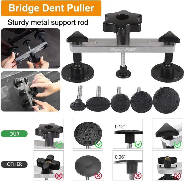 Alt view image 4 of 7 - 85PCS Paintless Dent Repair Kit, Professional Dent Puller Kit with Slide Hammer T-Bar, Bridge Puller, Dent Lifter, PDR Tools, Car Dent Removal, Hail Damage Repair, Auto Body Collision Fix