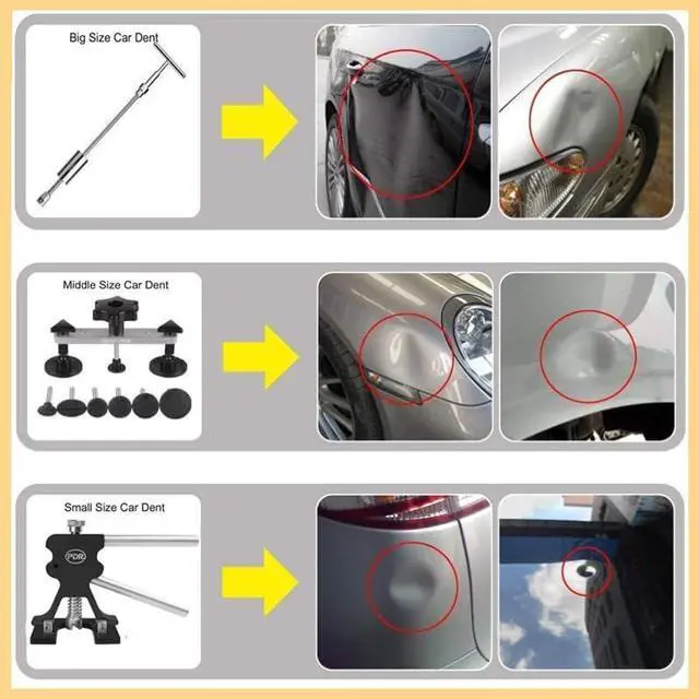 Alt view image 2 of 7 - Car Dent Puller, Paintless Dent Removal Kit with Slide Hammer Dent Puller, Suction Cup, Bridge Puller, Glue Gun for Body Repair Dent Removal Tools, Hail Damage, Door Dings, Fridge