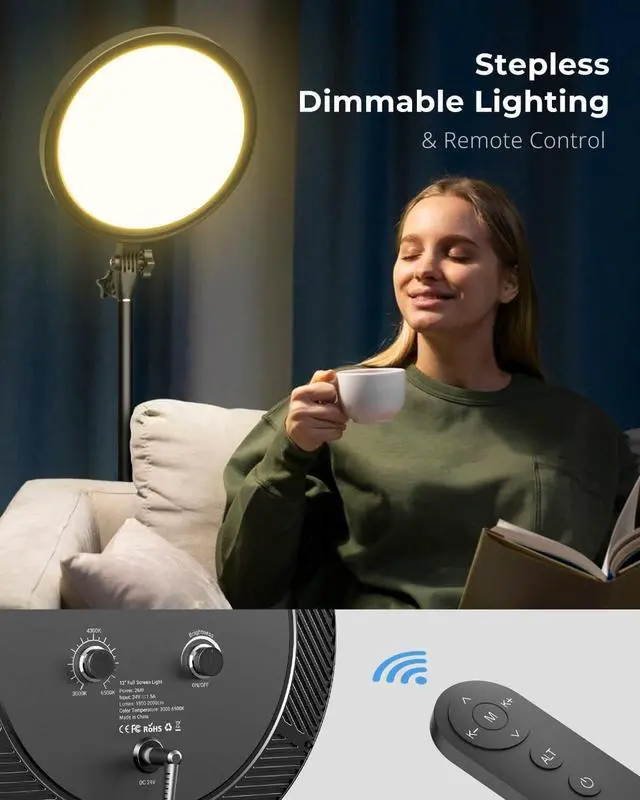 Alt view image 6 of 6 - Big Ring Light with Stand, 79 Tall Ringlight Stand with Remotes and Phone Holder, Professional Floor Stand Light Ring for Video Recording, Live Stream, TikTok, Makeup, Photography, Barber