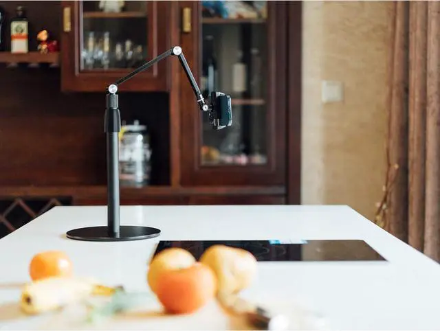 Alt view image 3 of 7 - Phone Stand Overhead Recording Stand, Adjustable Cell Phone Holder, Multiangle, 3-Part Adujustable,Horizontal Recording Stand, Compatible with 3.5-11" Phone/iPad Mini/iPhone, Black