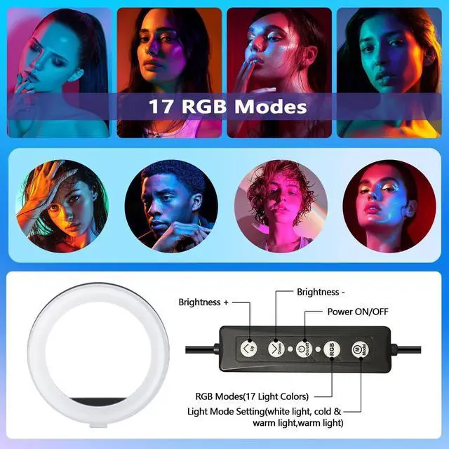Alt view image 3 of 7 - Tracking Tripod 360° Rotation with 10" RBG Ring Light, Phone Tripod & Selfie Stick with Remote for Cell Phone 4"-7", Motion Sensor Phone Tripod for Live Stream Vlog Video Recording