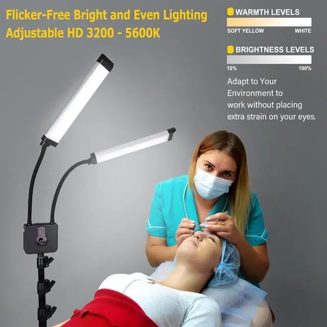 Alt view image 2 of 7 - Lash Lamp for Eyelash Extensions, CENOZ 5800LM Esthetician Light for Lash Extensions with Tripod Stand and Phone Holder,Floor Lamp, Lash Light for Makeup, Tattoo, Photography, Selfie, Video Recording