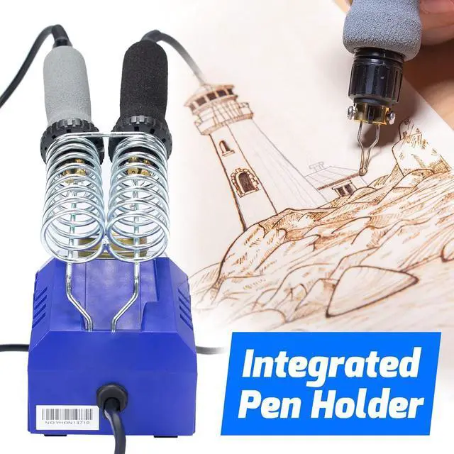 Alt view image 4 of 6 - 939D-VI Dual Pen Wood Burning Kit 250-750/482-1382 A/B Toggle Wood Burning Tool with 2 Detachable Pens, 20 Wood burner Tips, Dual-Barrel Holder. Suitable for Pyrography, Leather Burning Kit