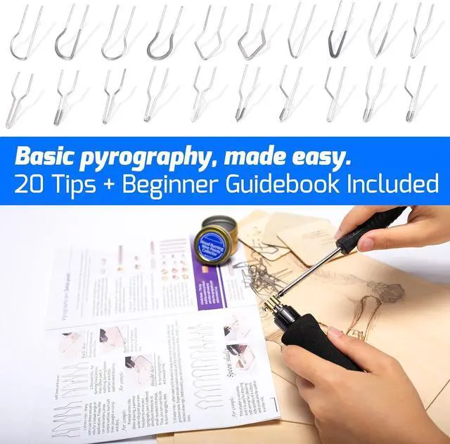 Alt view image 5 of 6 - 939D-VI Dual Pen Wood Burning Kit 250-750/482-1382 A/B Toggle Wood Burning Tool with 2 Detachable Pens, 20 Wood burner Tips, Dual-Barrel Holder. Suitable for Pyrography, Leather Burning Kit