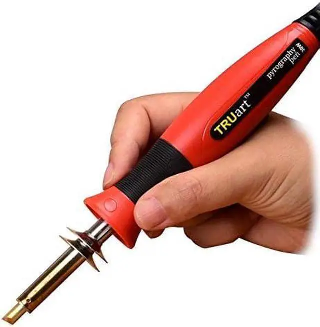 Alt view image 7 of 7 - Wood and Leather Pyrography Pen Set - Best Woodburning and Leather Crafts Burner Tool Kit - 35 Different Tips - Dual Power Mode - 30W and 15W, Gourd (Aluminum Case)