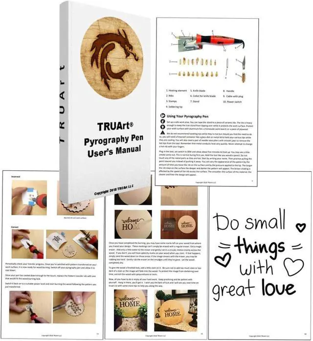 Alt view image 6 of 7 - Wood and Leather Pyrography Pen Set - Best Woodburning and Leather Crafts Burner Tool Kit - 35 Different Tips - Dual Power Mode - 30W and 15W, Gourd (Aluminum Case)