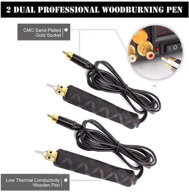 Alt view image 3 of 7 - Wood Burning Kit, 110V Dual Pen Professional Pyrography Machine Set with Digital Adjustable Temperature Control 20 Tips Crafts Burning Tool for Wood Leather and Gourd