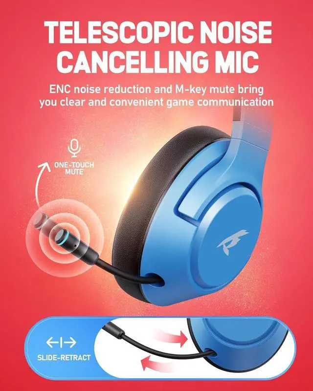Alt view image 6 of 7 - CG-01 2.4Ghz Wireless Gaming Headset for Nintendo SwitchOLEDLite, Bluetooth 5.4 Gaming Headphones with Noise Cancelling Microphone,40Hr Battery, USB & Type-C Connector for PS5, PS4, PC, Laptop, Mac