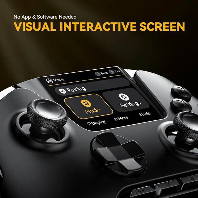 Alt view image 2 of 6 - Interactive Screen Wireless Gaming Controller for PC/Switch/iOS/Android,Hall Effect Stick & Trigger,RGB Lighting,Remappable Buttons,1800mAh with Charging Dock (Black)
