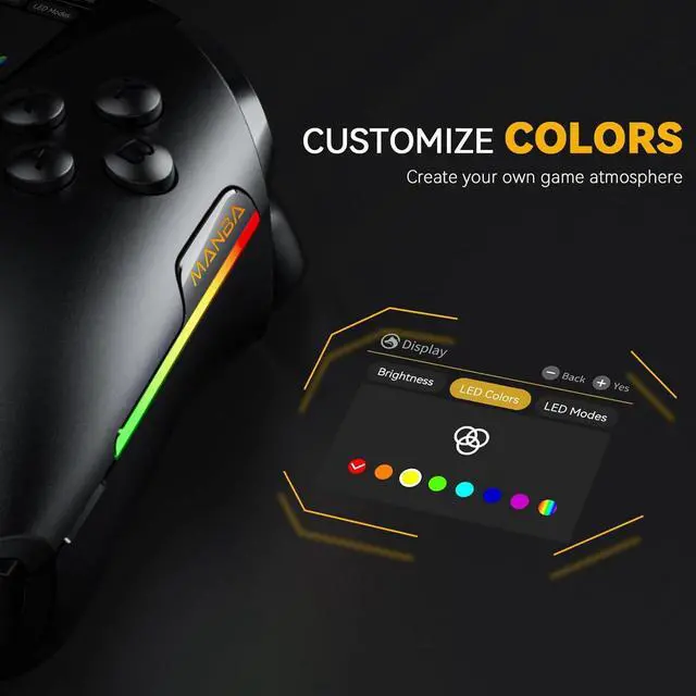 Alt view image 6 of 6 - Interactive Screen Wireless Gaming Controller for PC/Switch/iOS/Android,Hall Effect Stick & Trigger,RGB Lighting,Remappable Buttons,1800mAh with Charging Dock (Black)