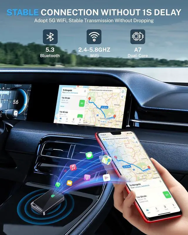 Alt view image 3 of 7 - Wireless CarPlay Adapter for  iPhone (2024 Upgraded) - Multi-User Seamless Connection for Convert Wired to Wireless Car Play Adapter - No Latency from iOS 10+ to Screen w/USB C (Gray)