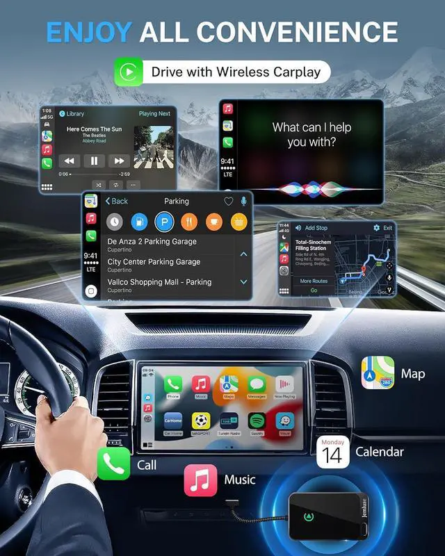 Alt view image 2 of 7 - Wireless CarPlay Adapter for  iPhone (2024 Upgraded) - Multi-User Seamless Connection for Convert Wired to Wireless Car Play Adapter - No Latency from iOS 10+ to Screen w/USB C (Gray)