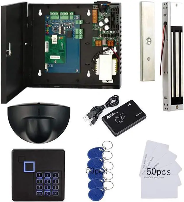 Main image of TCP/IP Single Door Security Access Control System with 600lbs Electric Magnetic Lock Exit Motion Sensor 110V-240V Power Supply Box FRID Keypad Reader