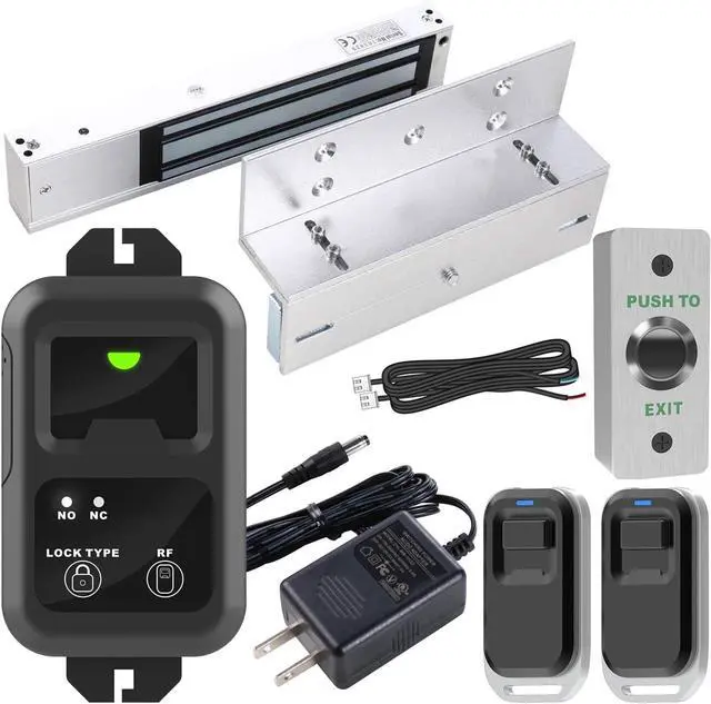 Main image of Access Control Inswinging Door 600Lbs Electromagnetic Lock Kit with Bracket Remote Control