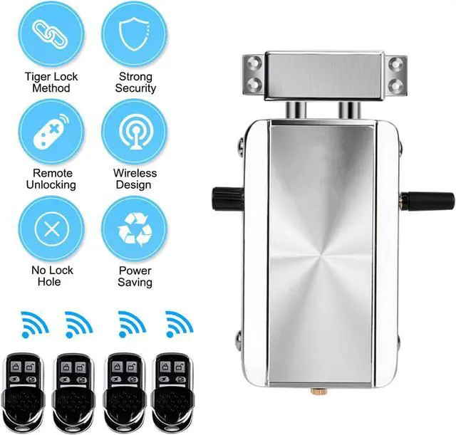 Alt view image 2 of 7 - Smart Lock,Geevorks Remote Control Keyless Entry Electronic Lock with 4 Remote Control,Smart Anti-Theft Deadbolt Access Control System for Home Hotel Apartment