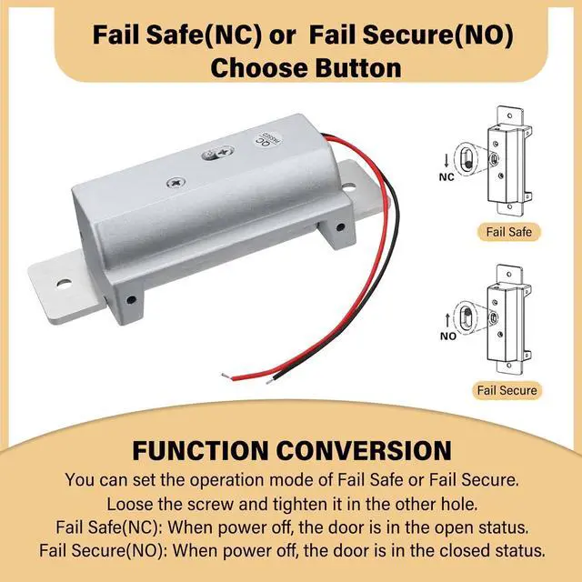 Alt view image 3 of 7 - Heavy Duty Electric Door Strike LockANSI Standard Fail-Secure/Fail-Safe Electric Strike Lock for Door Access Control System,for Cylindrical or Mortise Lock Installation Paper(Input Voltage 12VDC)