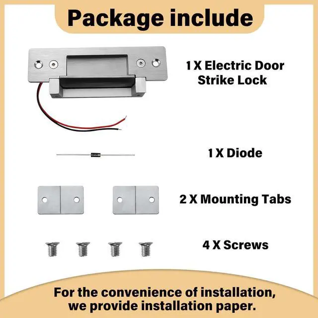 Alt view image 5 of 7 - Heavy Duty Electric Door Strike LockANSI Standard Fail-Secure/Fail-Safe Electric Strike Lock for Door Access Control System,for Cylindrical or Mortise Lock Installation Paper(Input Voltage 12VDC)