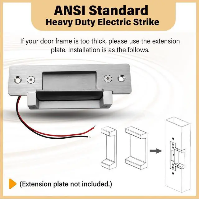 Alt view image 7 of 7 - Heavy Duty Electric Door Strike LockANSI Standard Fail-Secure/Fail-Safe Electric Strike Lock for Door Access Control System,for Cylindrical or Mortise Lock Installation Paper(Input Voltage 12VDC)