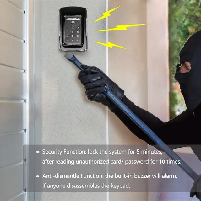 Alt view image 6 of 7 - TC175P Touch Panel Wired Keypad, Universal Keyless Entry Keypad DC 12V 24V for The Automatic Driveway Gate Opener, Magnetic Lock, Door Access Control System, Digital Code or RF ID Card