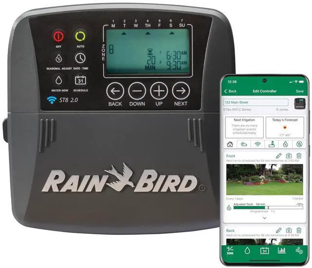 Main image of Rain Bird ST8I-2.0 Smart Indoor WiFi Sprinkler/Irrigation System Timer/Controller, WaterSense Certified, 8-Zone/Station, Compatible with  Alexa
