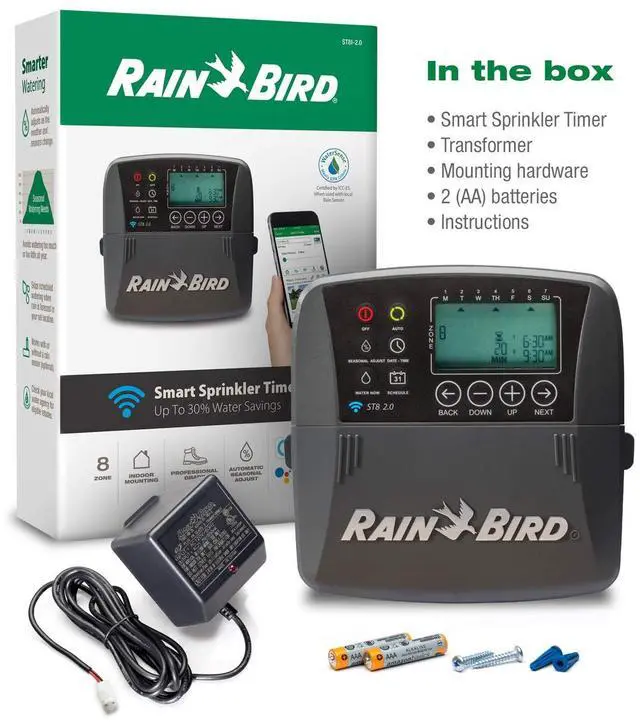 Alt view image 7 of 7 - Rain Bird ST8I-2.0 Smart Indoor WiFi Sprinkler/Irrigation System Timer/Controller, WaterSense Certified, 8-Zone/Station, Compatible with  Alexa
