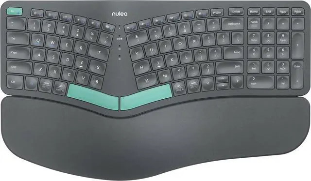Main image of Wireless Ergonomic Keyboard, Split Keyboard with Cushioned Wrist Rest, Bluetooth and USB Connectivity, USB-C Rechargeable, Compatible with Windows Mac