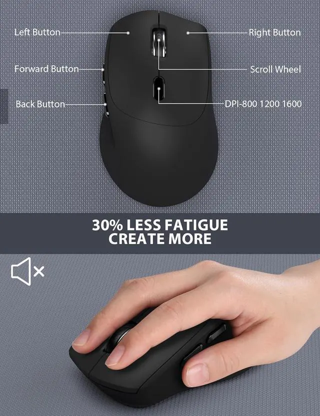 Alt view image 6 of 7 - Wireless Keyboard and Mouse Combo 2 Pack - Full-Sized Ergonomic Keyboard with Wrist Rest, Phone Holder, Sleep Mode, Silent 2.4GHz Cordless Keyboard Mouse Combo for Computer, Laptop, PC, Mac, Windows