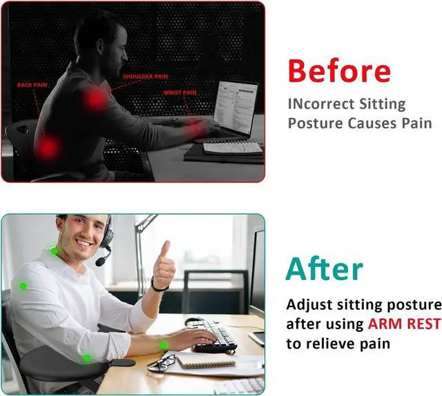 Alt view image 3 of 7 - Foldable Desk Extender Tray, Arm Rest for Desk, Ergonomic Forearm Leather Soft Armrest Support, Wrist & Elbow Pad for Home and Office, Easy Typing & Pain Relief