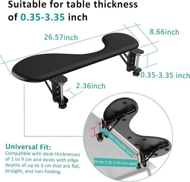 Alt view image 5 of 7 - Foldable Desk Extender Tray, Arm Rest for Desk, Ergonomic Forearm Leather Soft Armrest Support, Wrist & Elbow Pad for Home and Office, Easy Typing & Pain Relief