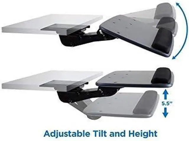 Alt view image 3 of 7 - Under Desk Keyboard Tray, Adjustable Keyboard and Mouse Drawer Platform with Ergonomic Wrist Rest Pad, 17.25" Track (MI-7137)