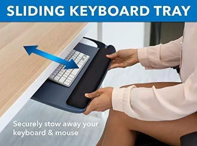 Alt view image 4 of 7 - Under Desk Keyboard Tray, Adjustable Keyboard and Mouse Drawer Platform with Ergonomic Wrist Rest Pad, 17.25" Track (MI-7137)