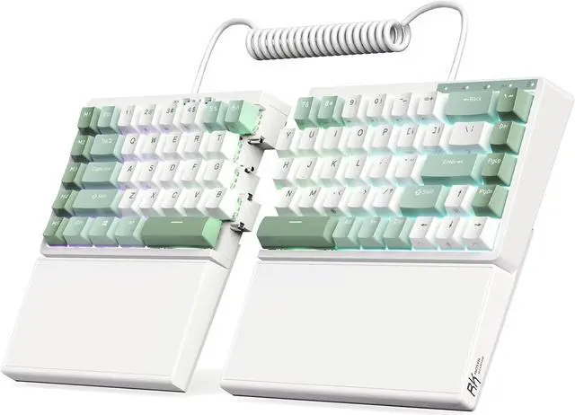 Main image of RK ROYAL KLUDGE RKS70 Ergonomic Split Mechanical Keyboard, Wireless Bluetooth/2.4G/Wired Keyboard with Wrist Rest, 75% RGB PC Gaming Keyboards for Win/Mac, Hot Swappable Silver Grey Switches, White