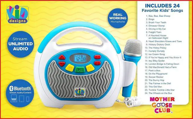 Alt view image 5 of 7 - Mother Goose Club Bluetooth Sing Along Portable MP3 Player Real Mic 24 Songs