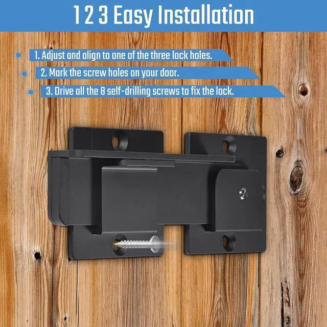 Alt view image 6 of 7 - 7.5" Flip Gate Latch Lock with Padlock Holes 2Pack, 4mm Heavy Duty Aluminum Alloy Door Latch for Outdoor Wooden Fence, Swing and Sliding Open Gate, Double Gate, Barn Door, Shed, Vinyl Fence