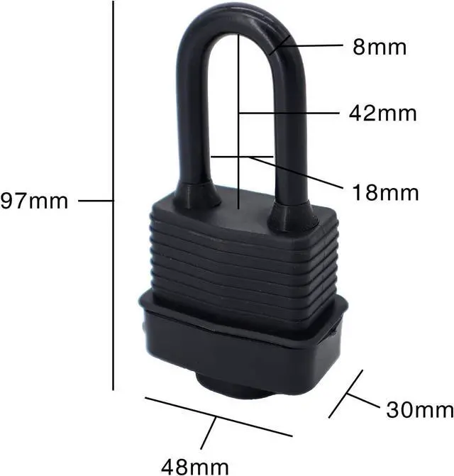 Alt view image 4 of 4 - Waterproof Padlocks Keyed Alike for Outdoor use, Covered Heavy Duty Laminated Steel Lock, 1-9/16 Inch. Wide, Long Padlock, Pack of 24