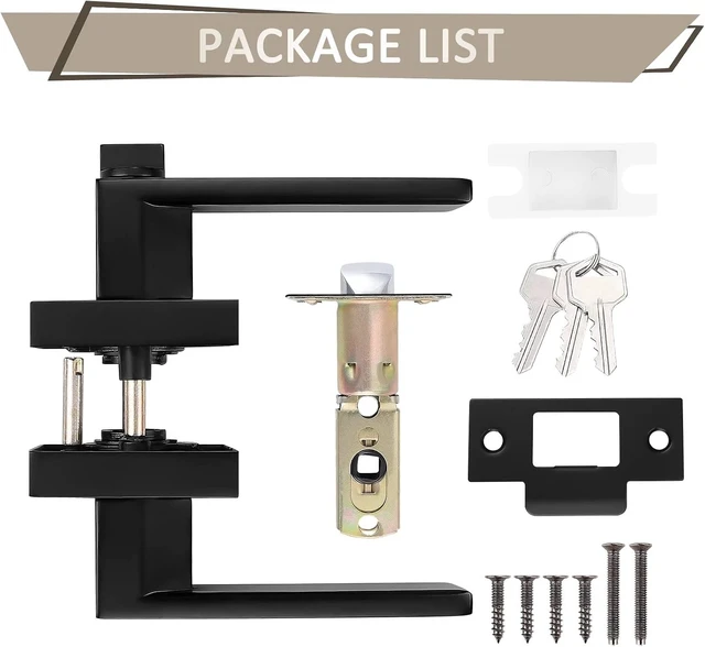 Alt view image 7 of 7 - 2-Pack Keyed-Alike Entry Door Levers with Lock & Same Key, Matte Black Entrance Handles for Office & Front Door (Each with 3 Keys)