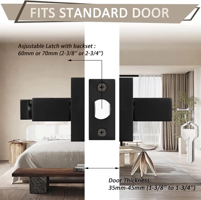 Alt view image 2 of 7 - 2-Pack Keyed-Alike Entry Door Levers with Lock & Same Key, Matte Black Entrance Handles for Office & Front Door (Each with 3 Keys)