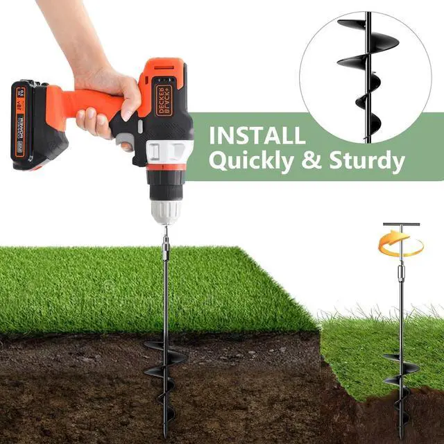 Alt view image 6 of 7 - 18''/30" Long Ground Anchor, Heavy Duty Earth Anchors Ground Anchors Screw in Kit with T-Handle Hex Wrench for Camping Tent, Swing Sets, Securing Animals, Sheds, Trampoline