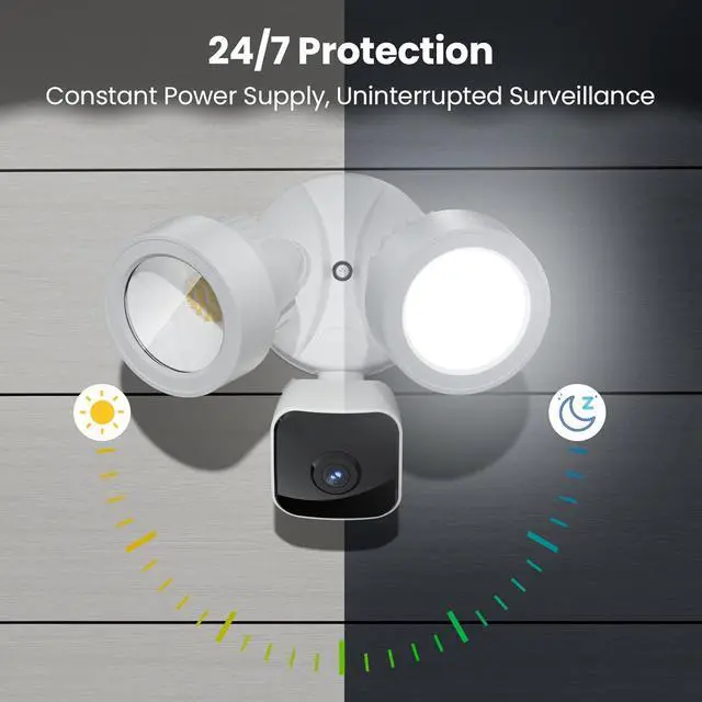 Alt view image 5 of 7 - Floodlight Camera Flood Lights Outdoor - Motion Sensor Outdoor Lights 3K UHD Security Camera, 5500K 2800-Lumen, 105dB Siren, Wired 24/7 Recording