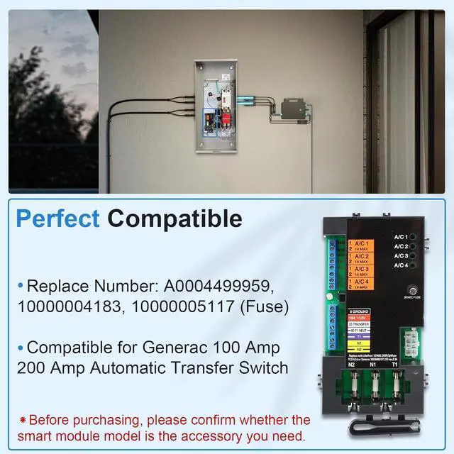 Alt view image 5 of 7 - A0004499959 Transfer Switch Smart AC Module Load Generator Shed Module Replacement for Generac 100 200 Amp Automatic Transfer Switch, ATS Control Module Replace 10000004183
