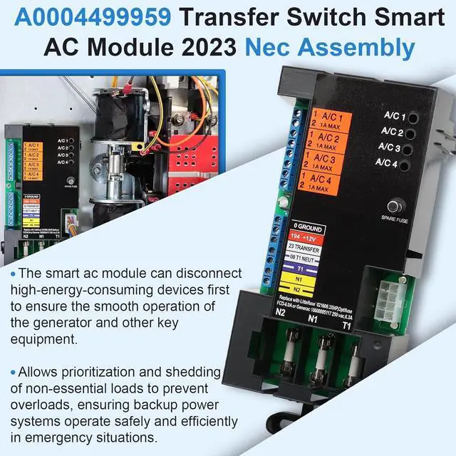 Alt view image 6 of 7 - A0004499959 Transfer Switch Smart AC Module Load Generator Shed Module Replacement for Generac 100 200 Amp Automatic Transfer Switch, ATS Control Module Replace 10000004183